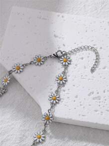 Collar con diseño de flor - Plateado - Ver 4