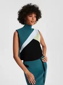 R2KHOUSE High Neck Colourblock Knit Top - Multicolor - View 3