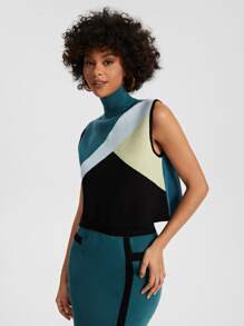 R2KHOUSE High Neck Colourblock Knit Top - Multicolor - View 4