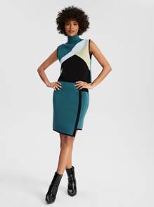 R2KHOUSE High Neck Colourblock Knit Top - Multicolor - View 5