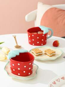 1 cốc thiết kế dâu tây và 1 đĩa - Nhiều màu - Xem 3