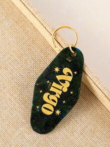 Virgo Letter Detail Geometric Charm Keychain - Multicolor - View 1