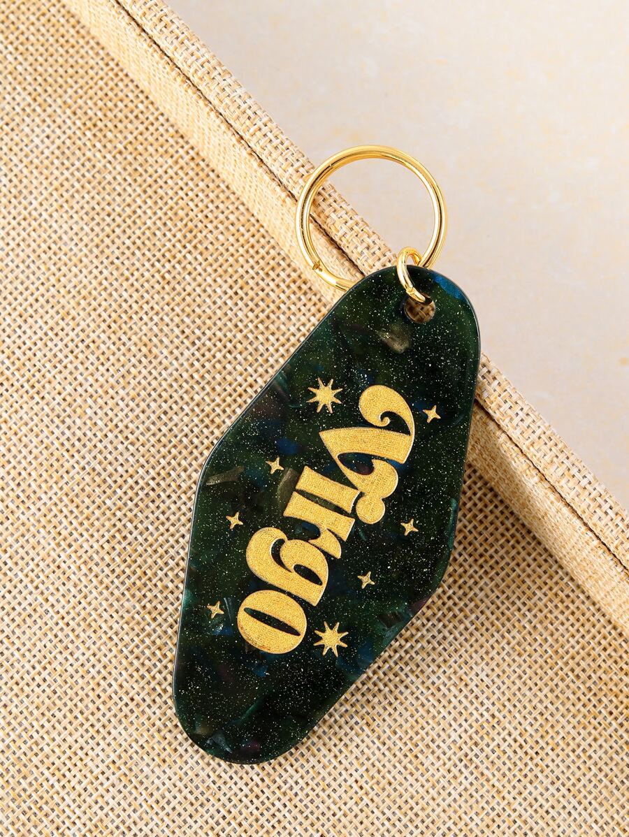 Virgo Letter Detail Geometric Charm Keychain - Multicolor - View 1