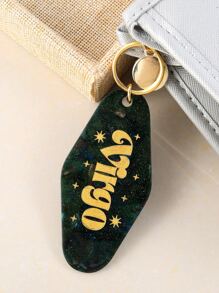 Virgo Letter Detail Geometric Charm Keychain - Multicolor - View 3