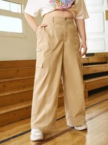 SHEIN EZwear 大碼側翻蓋口袋工裝褲