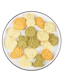 8入組兔子和花朵形狀餅乾印章 - 粉色 - 查看 3