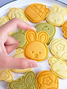 8入組兔子和花朵形狀餅乾印章 - 粉色 - 查看 4
