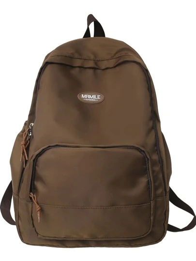 字母貼飾休閒背包書包返校電腦雙肩包大後背包