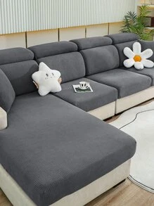 1入組素色彈性沙發座套 - 深灰色 - 查看 1