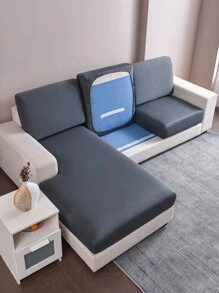 1 件牛奶丝材质防滑弹力沙发座套，防宠物防尘罩，纯色简约设计，多种尺寸可选，适合所有季节 - 灰色 - 查看 8