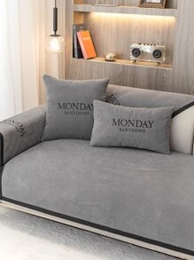1pc Letter Graphic Anti-slip Sofa Towel - Dark Grey - View 4