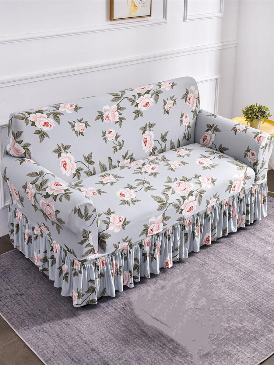 Tấm bọc ghế sofa co giãn họa tiết hoa văn Ruffle Trim - Nhiều màu - Xem 1