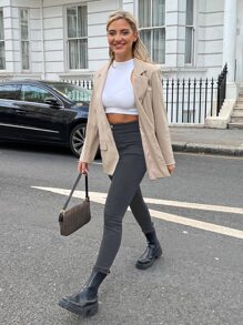 High Waist Skinny Jeans - Grey - View 5