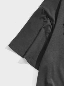 ROMWE MEN Academia Men Letter Skull Graphic Tee, School - Dark Grey - View 4