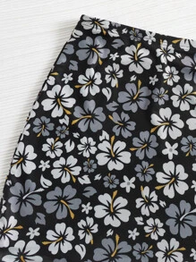 SHEIN VCAY Váy nữ Xù nhỏ Hoa Boho - màu đen - Xem 5