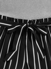 SHEIN VCAY Mono tank de rayas con cinturón - Multicolor - Ver 4