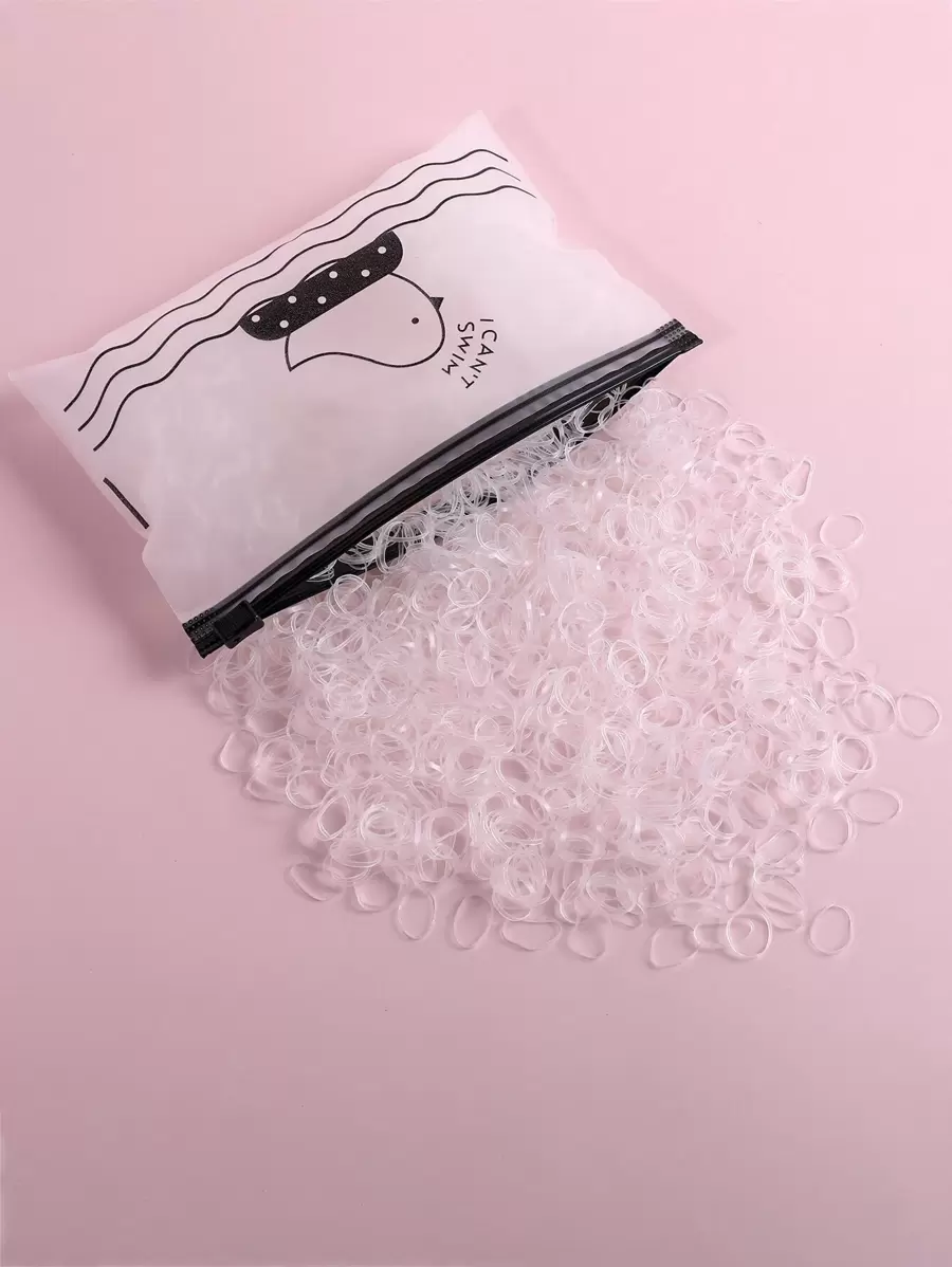 2000pcs Toddler Girls Clear Disposable Hair Tie - Clear - View 1