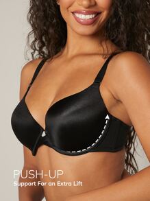 LUVLETTE Underwire T-Shirt Push-Up Bra - Black - View 4