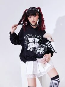 ROMWE 1入組卡通熊圖案寵物連帽衫 - 彩色 - 查看 3