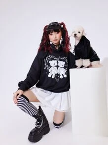 ROMWE 1入組卡通熊圖案寵物連帽衫 - 彩色 - 查看 6