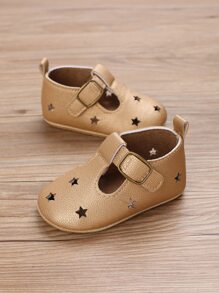 Baby Star Hollow Out Mary Jane Flats - Champagne - View 4