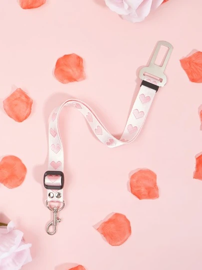 PETSIN 1pc Polyester Lovely Heart Pet Seat Belt Suitable For Miniature Poodle & Teddy Bear To Take Outdoor