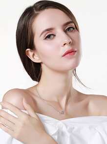 1 pieza de collar con colgante romántico de corazones cruzados, joyería para mujer, joyería fina de plata de ley S925, ropa de uso diario, regalos de moda - Multicolor - Ver 2