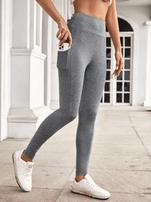 SHEIN Essnce 寬腰帶手機口袋側緊身打底褲