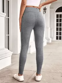 SHEIN Essnce 寬腰帶手機口袋側緊身打底褲