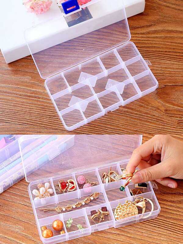 1pc Transparent 15Grid Plastic Storage Box, Multifunctional Portable