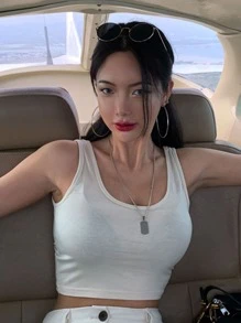 DAZY 素色短款背心 - 白色 - 查看 6