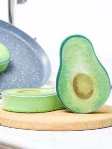 1pc Avocado Shaped Cleaning Sponge - Green - View 3