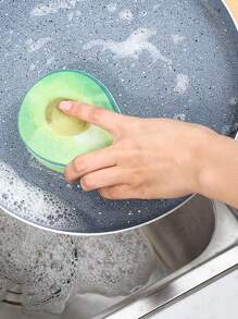 1pc Avocado Shaped Cleaning Sponge - Green - View 7
