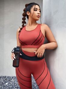 Plus Lightweight Top-stitching Sports Set - Rusty Rose - View 5