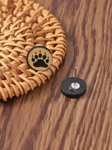 爪子圖案圓形設計耳釘 - 彩色 - 查看 2