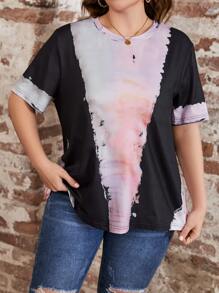 SHEIN LUNE Camiseta de tie dye - Multicolor - Ver 1