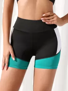 Yoga Futuristic Colourblock Cycling Shorts With Phone Pocket - Multicolor - View 3