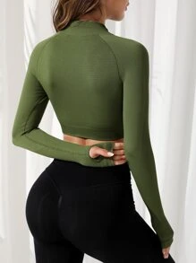 Easithlete Seamless Zip Up Crop Sports Jacket - Multicolor - View 2