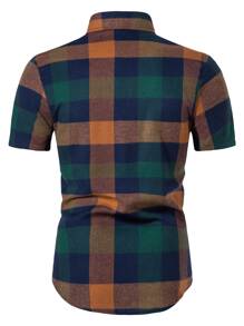 Manfinity Homme Men Random Plaid Print Button Up Shirt - Multicolor - View 2