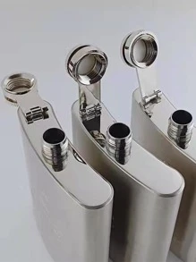 1入組迷你便攜式銀色酒壺家用不銹鋼酒瓶 - 銀色 - 查看 4