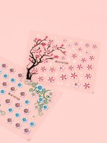 FULL BEAUTY 12張花朵印花美甲貼紙 - 彩色 - 查看 4