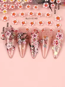 FULL BEAUTY 12張花朵印花美甲貼紙 - 彩色 - 查看 6