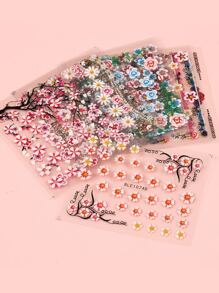 FULL BEAUTY 12張花朵印花美甲貼紙 - 彩色 - 查看 7