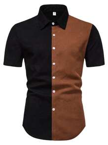 Manfinity Homme Men Two Tone Button Front Shirt - Multicolor - View 4