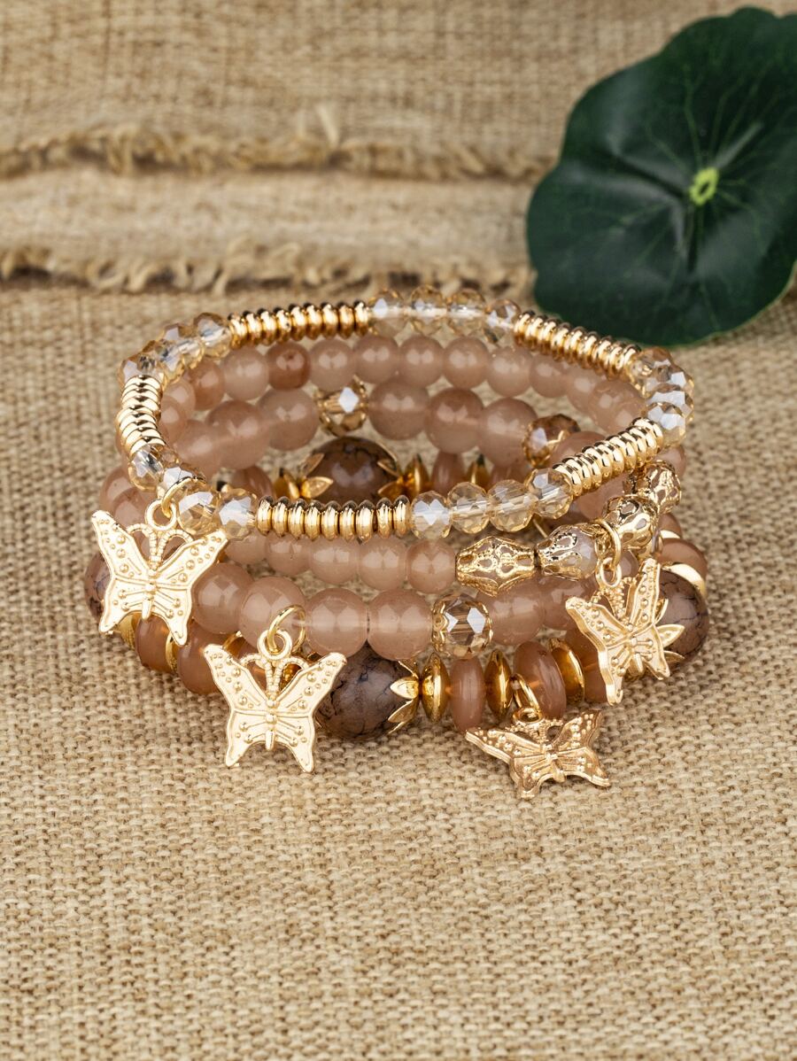 4 Cái/bộ Vòng Tay Đính Hạt Hình Bướm Thời Trang Cho Nữ Để Trang Trí Hàng Ngày