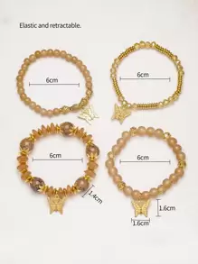 4 Cái/bộ Vòng Tay Đính Hạt Hình Bướm Thời Trang Cho Nữ Để Trang Trí Hàng Ngày - Nhiều màu - Xem 4