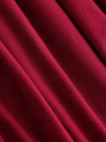 SHEIN EZwear 大碼繞頸抽繩露背短款上衣 - 酒紅色 - 查看 4