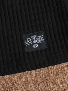 SHEIN EZwear Váy nữ Đắp vá Gân đan Lá thư Giải trí - màu đen - Xem 5