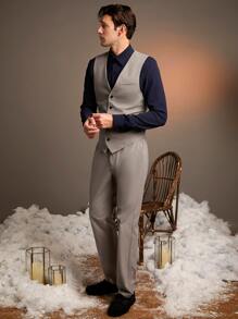 Manfinity Men Zipper Front Slant Pocket Suit Trousers - Mocha Brown - View 5