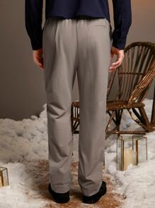 Manfinity Men Zipper Front Slant Pocket Suit Trousers - Mocha Brown - View 2